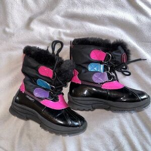 Khombu Kids Boots with Pink, Black, and Purple